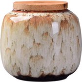 Pot de stockage des aliments en céramique hermétique avec couvercle en Bamboe naturel, pot de stockage pour Café, Thee, herbes, noix, céramique, kaki, taille unique