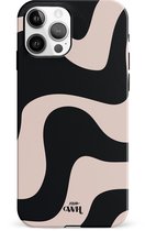 xoxo Wildhearts telefoonhoesje geschikt voor iPhone 11 Pro - Ride With Me - Single Layer - Beschermhoes met golvend patroon - Luxe hard case - zwart en beige