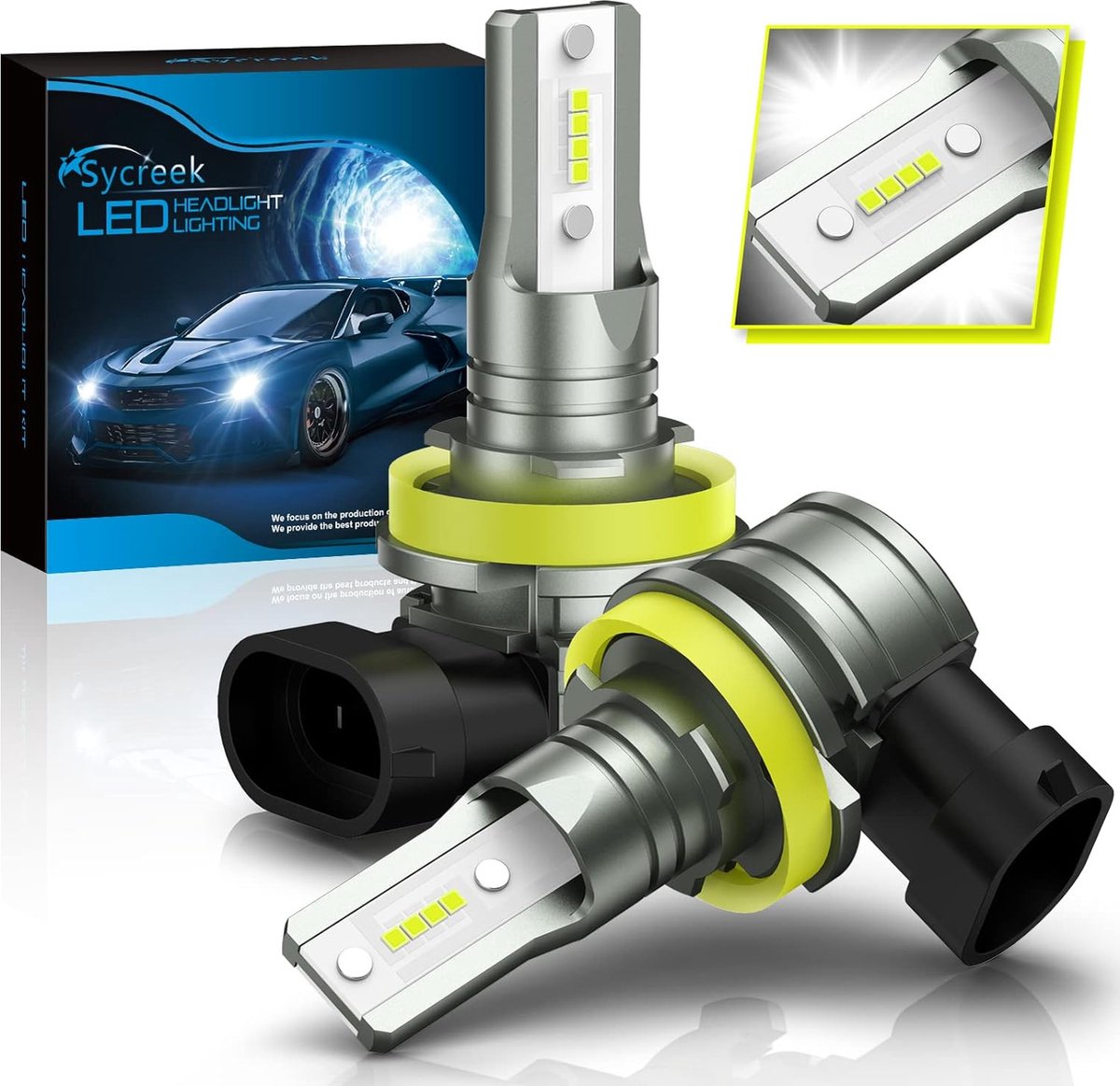 YPSNH Ampoule LED H11 CSP 16000LM 6500K Blanc, Ampoule LED pour Phare de  Voiture DC 12V pour l'efficacité énergétique, Anti Erreur- Remplacement des