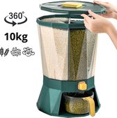 Rijst Dispenser | Rijst Container 10KG Inhoud | 360 graden draaibaar | 4 Vakken | Ook Geschikt Als Voedsel, Cereal, Snoep, Noten, food en Cornflakes Dispenser | Groen