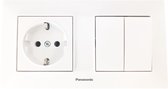 Panasonic- Combinaison d'interrupteurs série Socket - Prise murale - Wit- Mise à la terre - Complet - Série Arkedia Slim