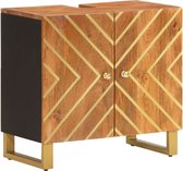 vidaXL - Wastafelkast - massief - mangohout - bruin - en - zwart