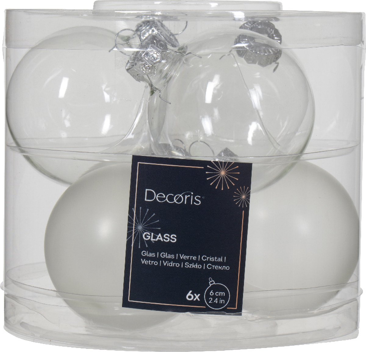 Bol.com Kerstbal glas d6 cm zilver 6st kerst aanbieding