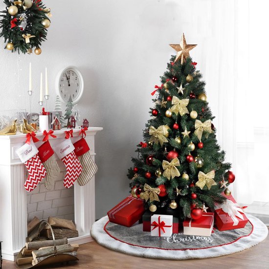 Kerstboomdeken, 120 cm, rond, kerstboomdeken van linnen