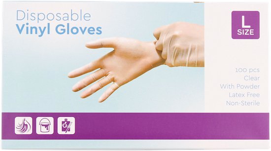 Foto: Disposable vinyl gloves vinyl handschoenen maat l 100 stuks in een verpakking