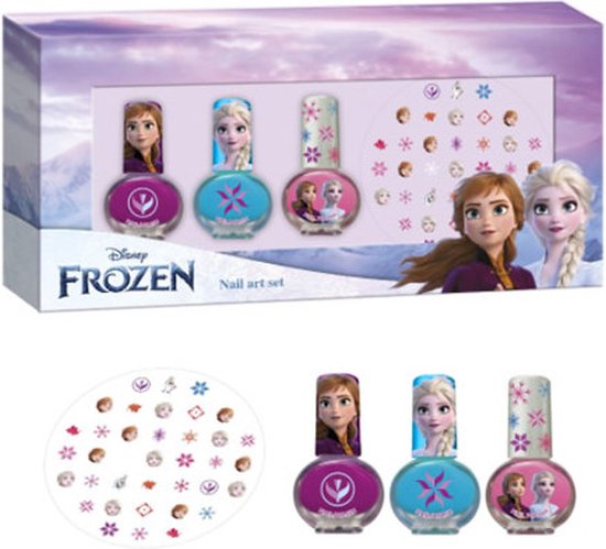 FROZEN - Nail Art Set - 3x Nagellak + Nageldecoratie