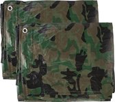 Silverline Afdekzeil/dekzeil - 2x - camouflage - waterdicht - UV bestendig - kunststof 90 gr/m2 - 240 x 300 cm