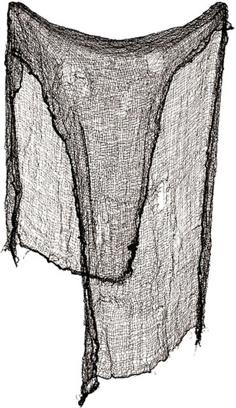 Horror/Halloween deco wand/muur/plafond gordijn - zwart - 183 x 76 cm - stof met griezelige uitstraling