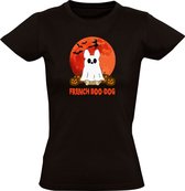 French boo dog Dames T-shirt - halloween - feest - dieren - bulldog - hond - spook - eng - horror - cadeau - grappig