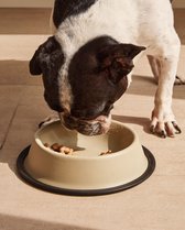 Kave Home - Dalitso grote set van 2 beige roestvrijstalen voer/drinkbakken voor huisdieren Ø 25 cm