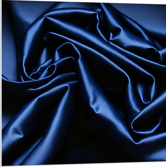 PVC Schuimplaat - Opgerolde Blauwe Stof - 80x80 cm Foto op PVC Schuimplaat (Met Ophangsysteem)