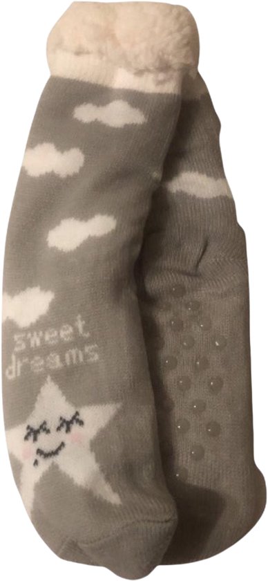 Premium Kwaliteit Thermo Fleece Sokken - Gevoerde Huissokken - One Size - Unisex - Grijs