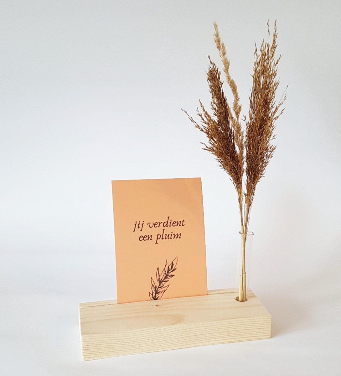 Kaartplankje - Bedankje - Jij verdient een pluim - Bruiloftbedankje - Juffencadeautje - Moederdag - Kerstpakket