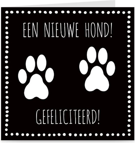 EEN NIEUWE HOND | wenskaart / kaart met envelop | pootafdrukken