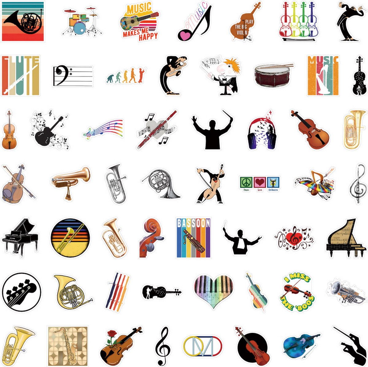Autocollant Mix avec Thema Musique : Instruments de musique Classiques,  Orchestre