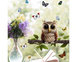 Raamsticker Uil en vlinders | Verwijderbaar | Zelfklevend | Vogelbescherming | Dubbelzijdig bedrukt | Tuin | Poster | Raamdecoratie | Woonkamer | Huis inrichting | Stickers | Stickerkamer®