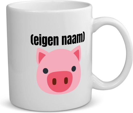 Akyol - varkenskop met eigen naam koffiemok - theemok - Varken - boeren/varken liefhebbers - mok met eigen naam - iemand die houdt van varkens - verjaardag - cadeau - kado - geschenk - 350 ML inhoud