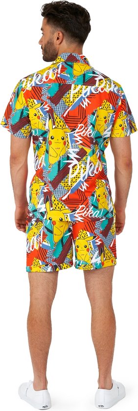 OppoSuits Pika Pikachu Summer Combo - Heren Zomer Set - Bevat Shirt En Shorts - Pokémon Zwem Kleding -Multi Color -Maat L - Opposuits