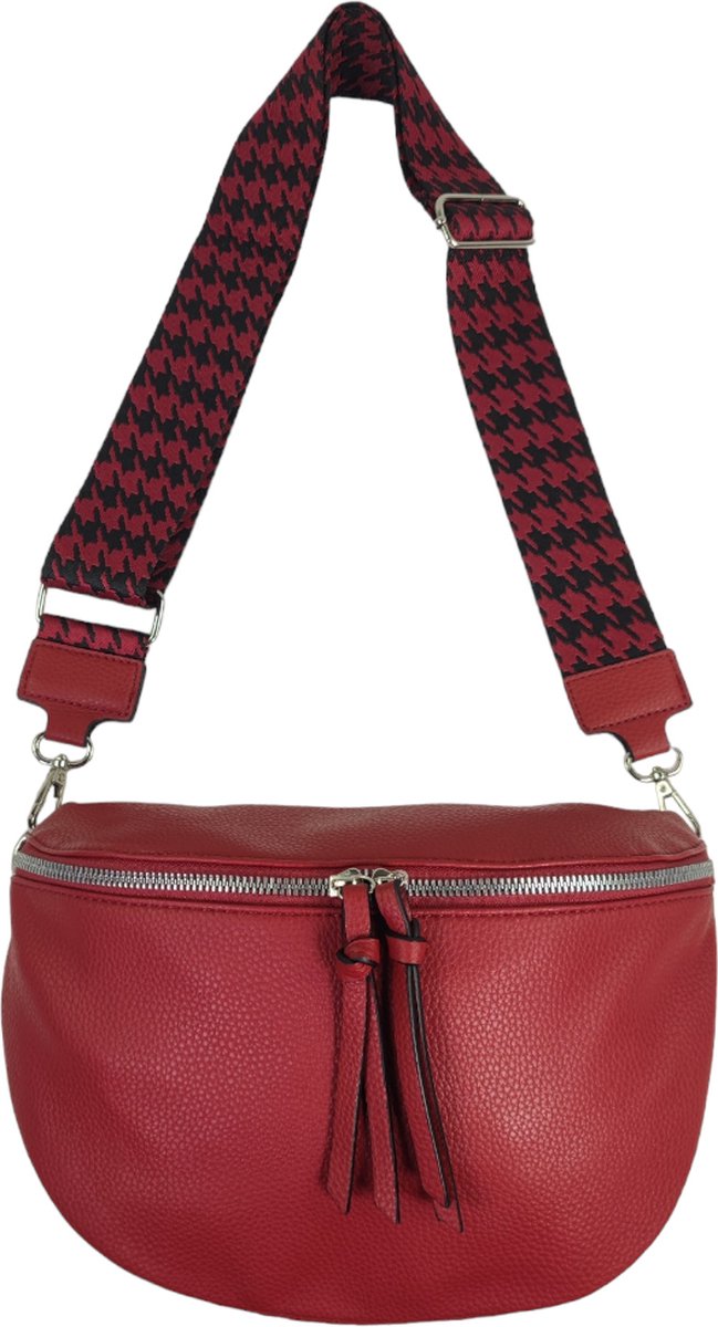 Qischa® - Crossbody heuptas bumbag - fashion riem - soft - donkerrood - vegan - large size