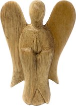 Beschermengel, figuur staand van hout, engelfiguur, handvleier, handgemaakt, 10 cm
