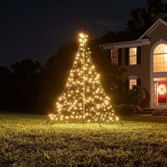Fairybell LED Kerstboom voor buiten inclusief mast - 2 meter - 300 LEDs -  Warm wit | bol.com