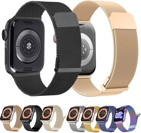 Bracelet milanais By Qubix - Or - Aimant Extra puissant - Convient pour Apple Watch 38 mm - 40 mm - 41 mm