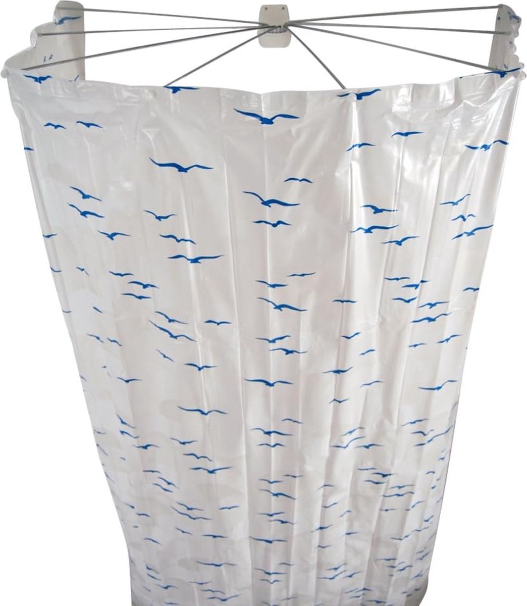 Sylt douchespin, opvouwbare douchecabine, ombrella, badgordijn, kunststof (ABS = acrylonitril-butadieen-styreen) / roestvrij staal/PEVA (polyethyleen vinylacetaat), blauw, 170 cm