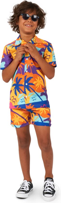 OppoSuits Kids Palm Power - Jongens Zomer Set - Bevat Shirt En Shorts - Meerkleurig - Maat: EU 98/104 - 4 Jaar