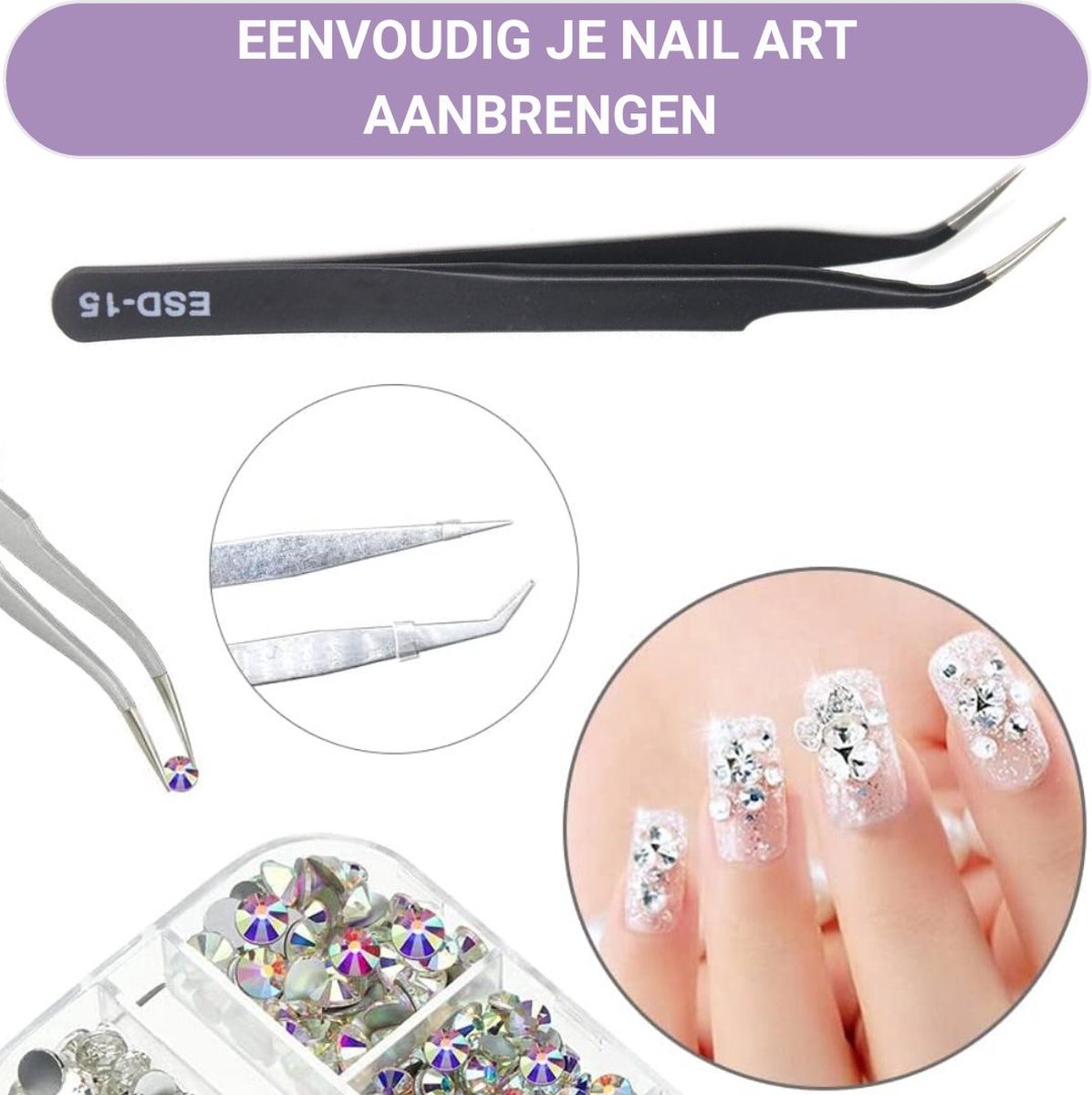 Goedkoopste GUAPÀ® Nail Art Pincet | Tweezer | Pincet | Nail Art Tool | Gezichtsverzorging | Epileren | Wenkbrauwen | Wimpers | RVS Pincet Zwart