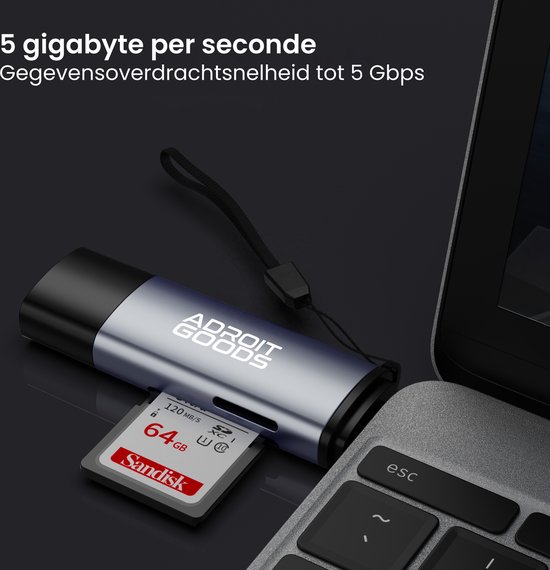 SD/Micro SD kaartlezer Vanja Micro USB OTG en USB 2.0 kaartlezer adapter voor SDXC, SDHC, SD, MMC, RS-MMC, Micro SDXC, Micro SD, Micro SDHC kaart en UHS-I kaarten