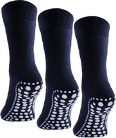 Ensemble de chaussettes Budino Chaussettes d'intérieur - Chaussettes antidérapantes - 3 paires - taille 43-46 - Blauw