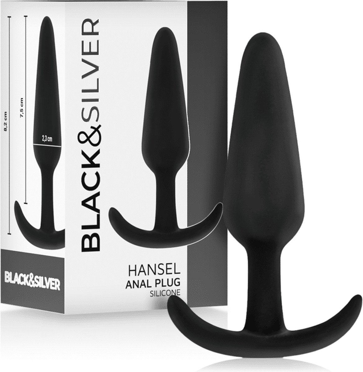 Goedkoopste BLACK and SILVER | Black and silver - Hansel Silicone Loop Anal Plug Size S
