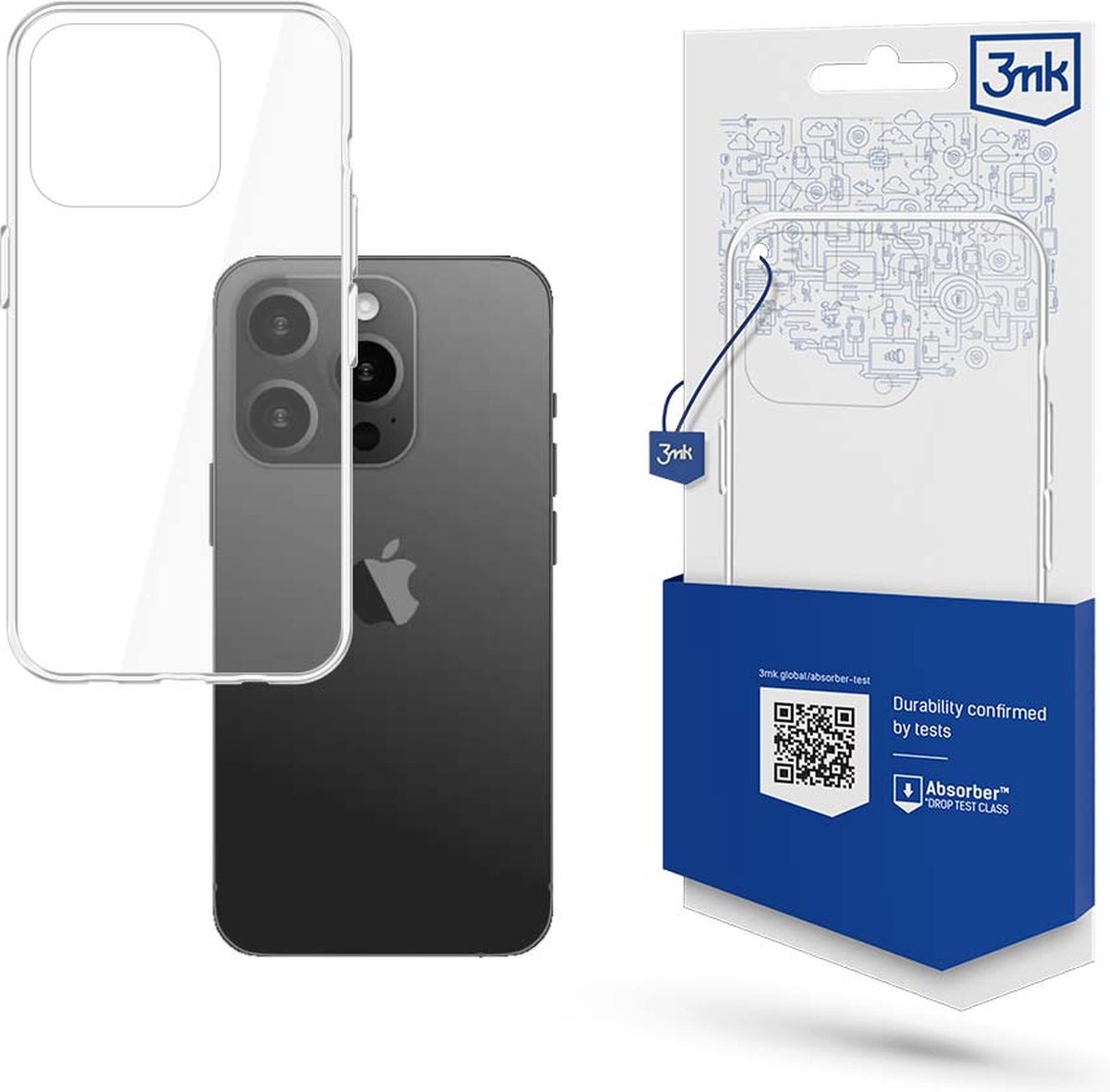 3mk - iPhone 15 Pro - Armor Case - Stevige Hoes voor Optimale Bescherming - Transparant