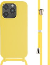 Coque iPhone 15 Pro avec cordon - Coque en Siliconen iMoshion avec cordon - Jaune