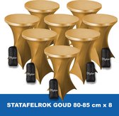Statafelrok Goud x 8 – ∅ 80-85 x 110 cm - Statafelhoes met Draagtas - Luxe Extra Dikke Stretch Sta Tafelrok voor Statafel – Kras- en Kreukvrije Hoes