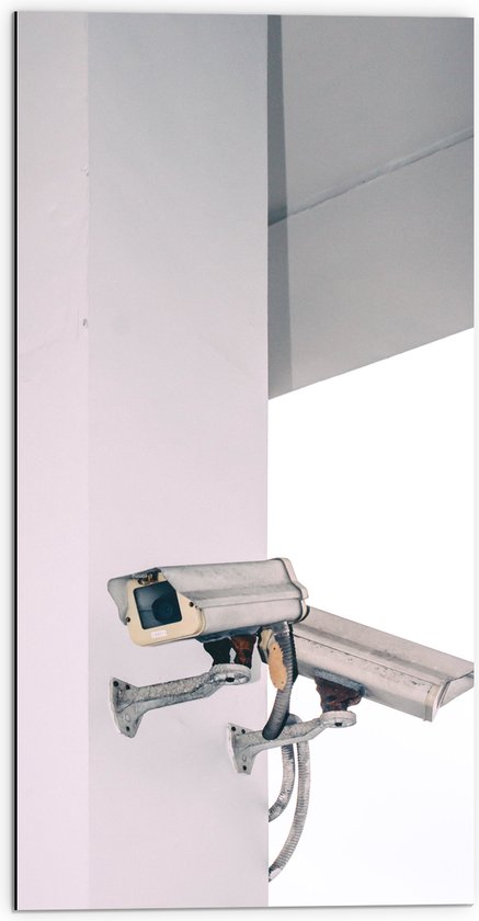 Dibond - Foto van Beveiligingscamera's - 50x100 cm Foto op Aluminium (Met Ophangsysteem)