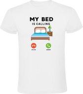 My bed is calling Heren T-shirt - werk - telefoon - school - mobiel - slapen - relax - chill - vroeg - humor - grappig