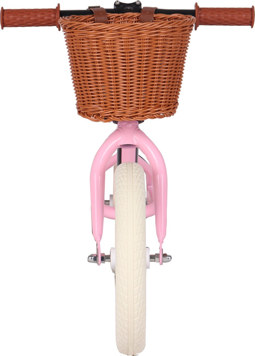 Born Lucky® Loopfiets Met Fietsmand– Vanaf 2 jaar – 12 inch massieve banden - Verstelbaar Zadel & Stuur – Roze — afbeelding 7
