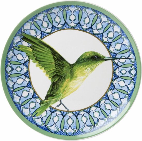Heinen Delfts Blauw | Wandbord Mandala kolibrie | Ø 20 cm