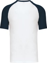 SportT-shirt Heren 3XL Kariban Ronde hals Korte mouw White / Navy 100% Katoen