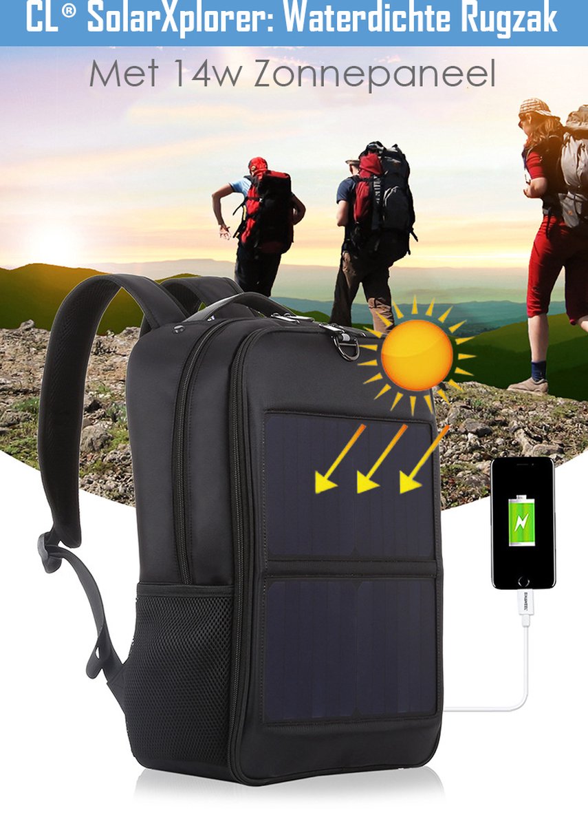 CL CHLIN SolarXplorer Waterdichte Rugzak met Krachtig Zonnepaneel en Snelle. bol
