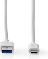 Nedis USB-Kabel - USB 3.2 Gen 1 - USB-A Male - USB-C Male - 60 W - 5 Gbps - Vernikkeld - 1.00 m - Rond - PVC - Wit - Doos