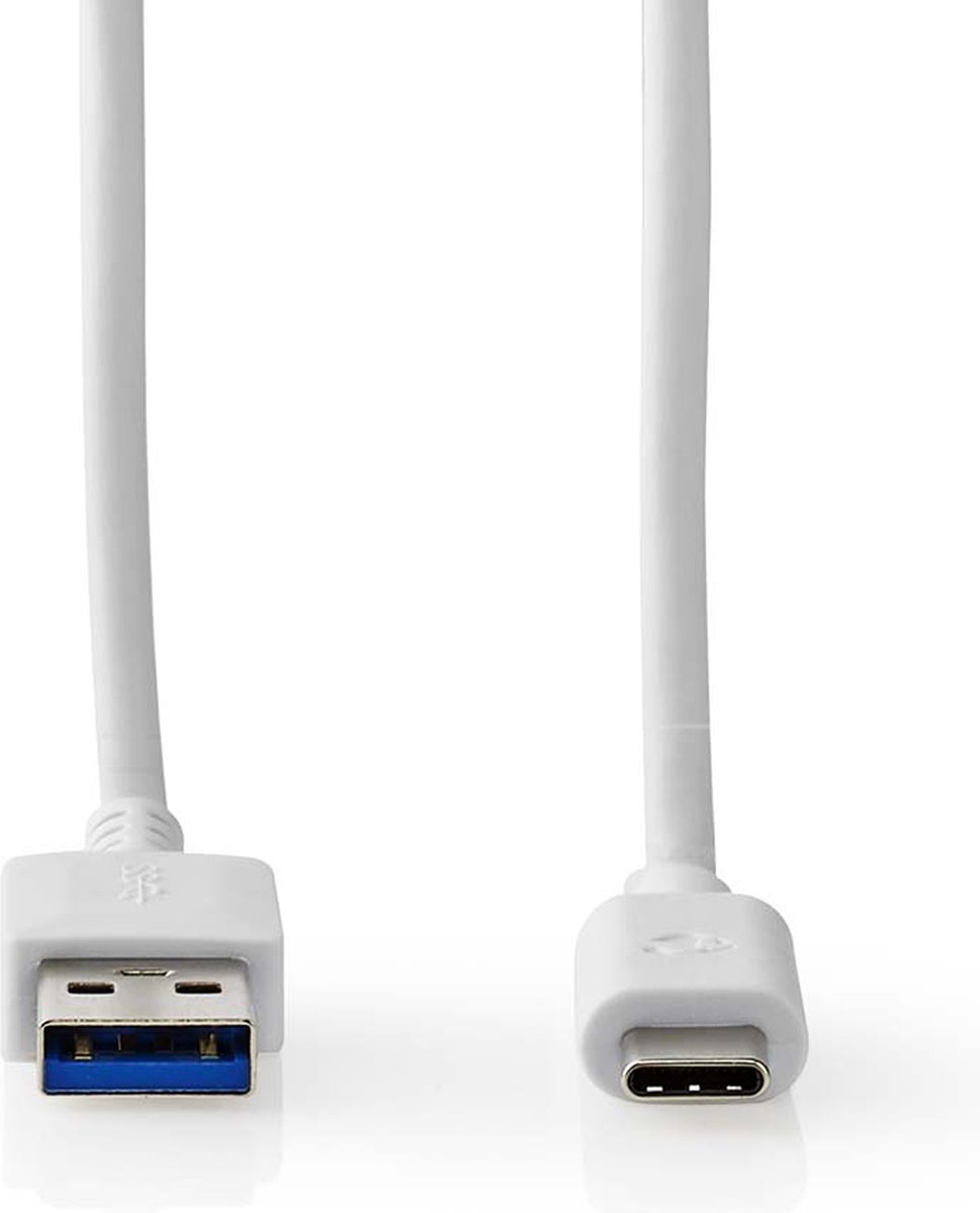 USB-Kabel | USB 3.2 Gen 1 | USB-A Male | USB-C Male | 5 Gbps | Vernikkeld | 1.00 m | Rond | PVC | Wit