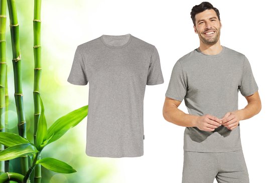 Bamboe Casual Heren T Shirt - Grijs - L - T Shirt Heren - Bamboo - Ronde Hals
