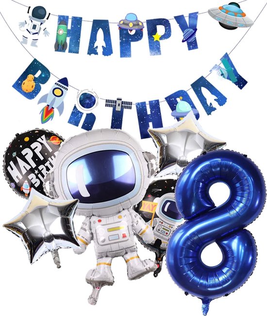 Chiffre Ballon 8 - Espace - Espace - Fusée - Astronaute - Guirlande -  Ballons 
