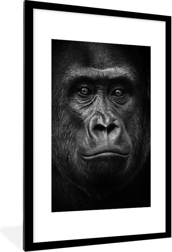 Poster gorilla aap zwart wit - Sfeer aan de Muur