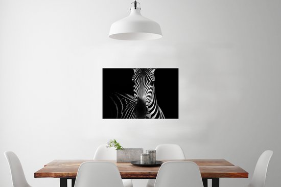 Poster Zebra - Zwart - Wit - Animaux - 90x60 cm