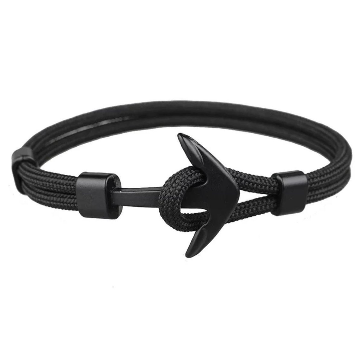 CHPN - Armband - Stoere Armband voor Mannen - 21 cm - Stijlvolle armband - Zomer - Textiel - Heren - Accessoire - Cadeau - Anker - Zee - Zwart