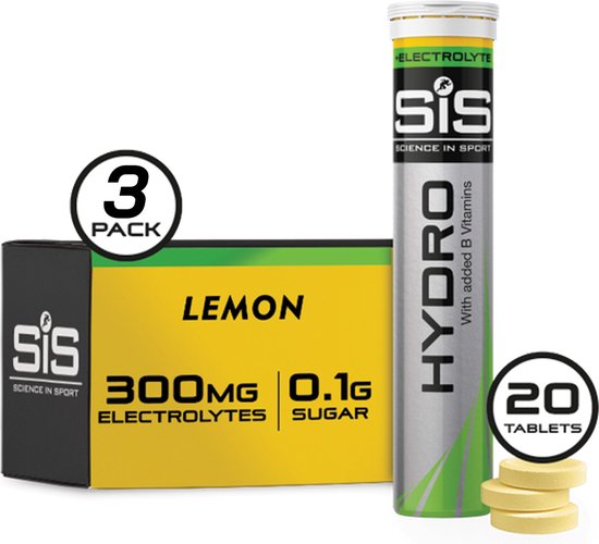 Science in Sport - SIS Go Hydro Bruistabletten - 300mg Elektrolyten - Lemon Smaak - 3 x 20 Tabletten