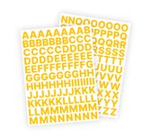 Letter stickers / Plakletters - Stickervellen Set - Geel - 2cm hoog - Geschikt voor binnen en buiten - Standaard lettertype - Glans